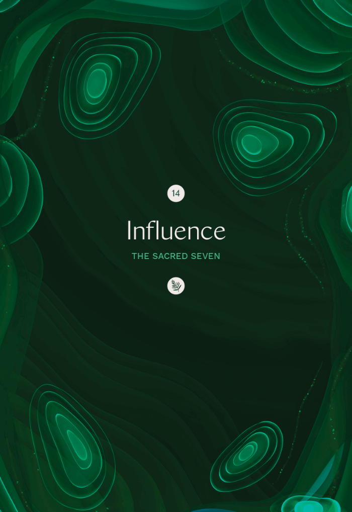 Illustration of a dark green background, framed by water ripple shapes that appear to radiate.